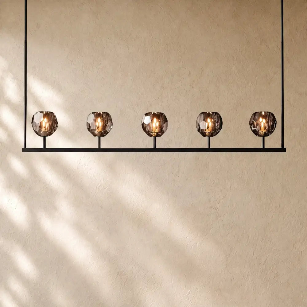 Boulee de Cristal Glass Linear Chandelier 48’’ 60’’ - 48’’ / Matte Black / Smoked