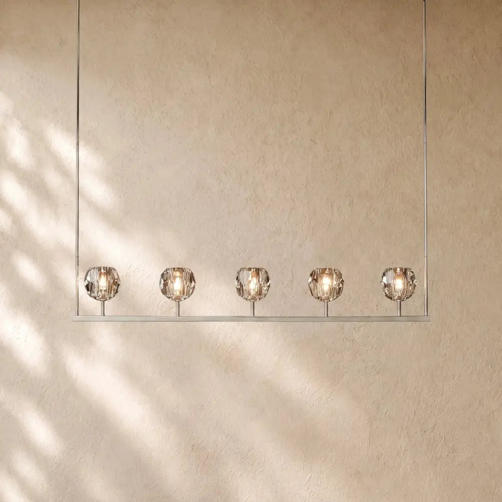 Boulee de Cristal Glass Linear Chandelier 48’’ 60’’ - 48’’ / Polished Nickel / Clear