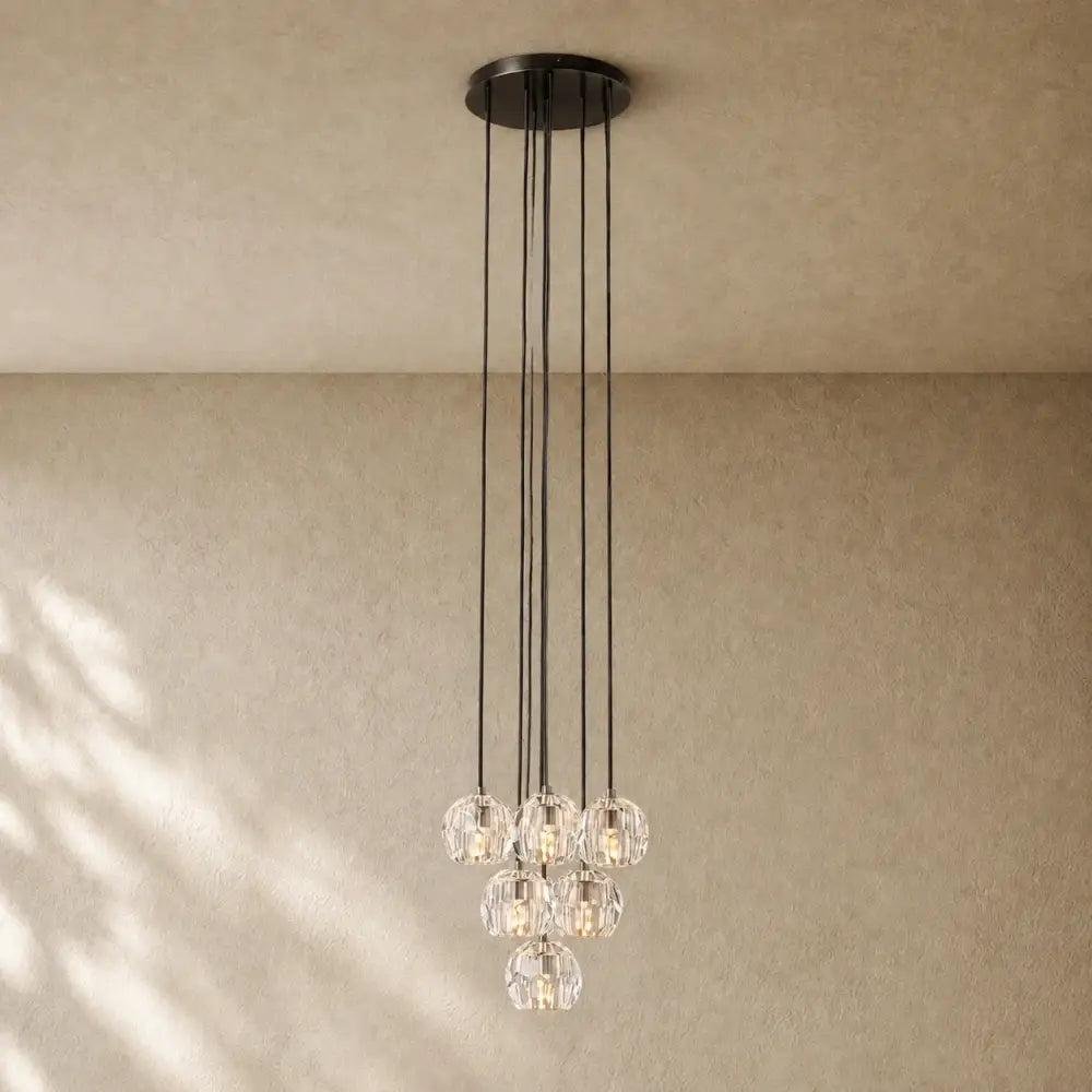 Boulee de Cristal Glass Round Cluster Chandelier - Bronze / 14’’ / Clear