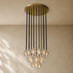 Boulee de Cristal Glass Round Cluster Chandelier - Lacquered Burnished Brass / 19’’ / Clear