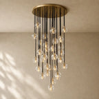 Boulee de Cristal Glass Round Cluster Chandelier - Lacquered Burnished Brass / 30’’ / Clear