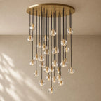 Boulee de Cristal Glass Round Cluster Chandelier - Lacquered Burnished Brass / 40’’ / Clear