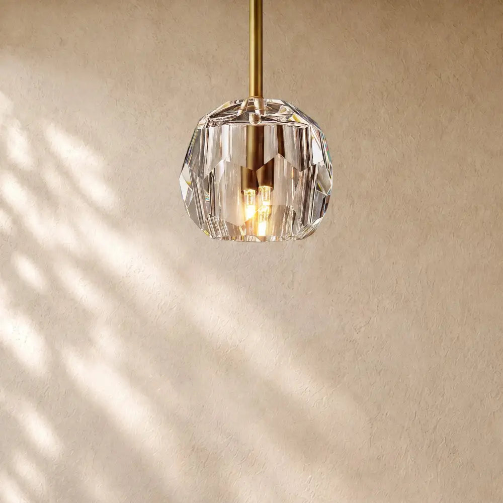 Boulee de Cristal Pendant Light - Lacquered Brass / Clear / Rods