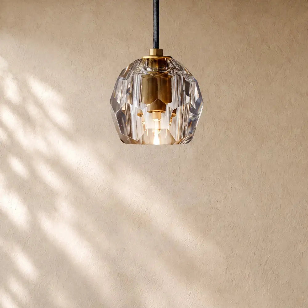 Boulee de Cristal Pendant Light - Lacquered Brass / Smoke / Cord