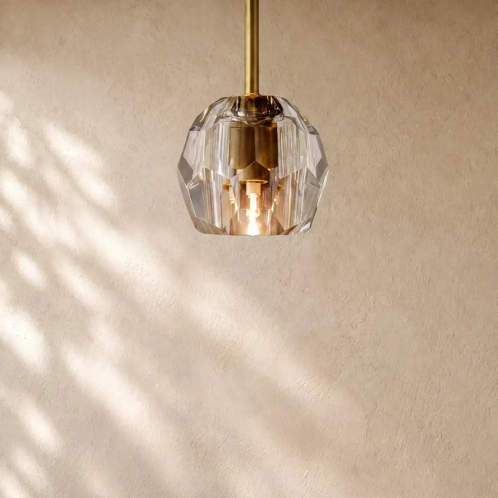 Boulee de Cristal Pendant Light - Lacquered Brass / Smoke / Rods