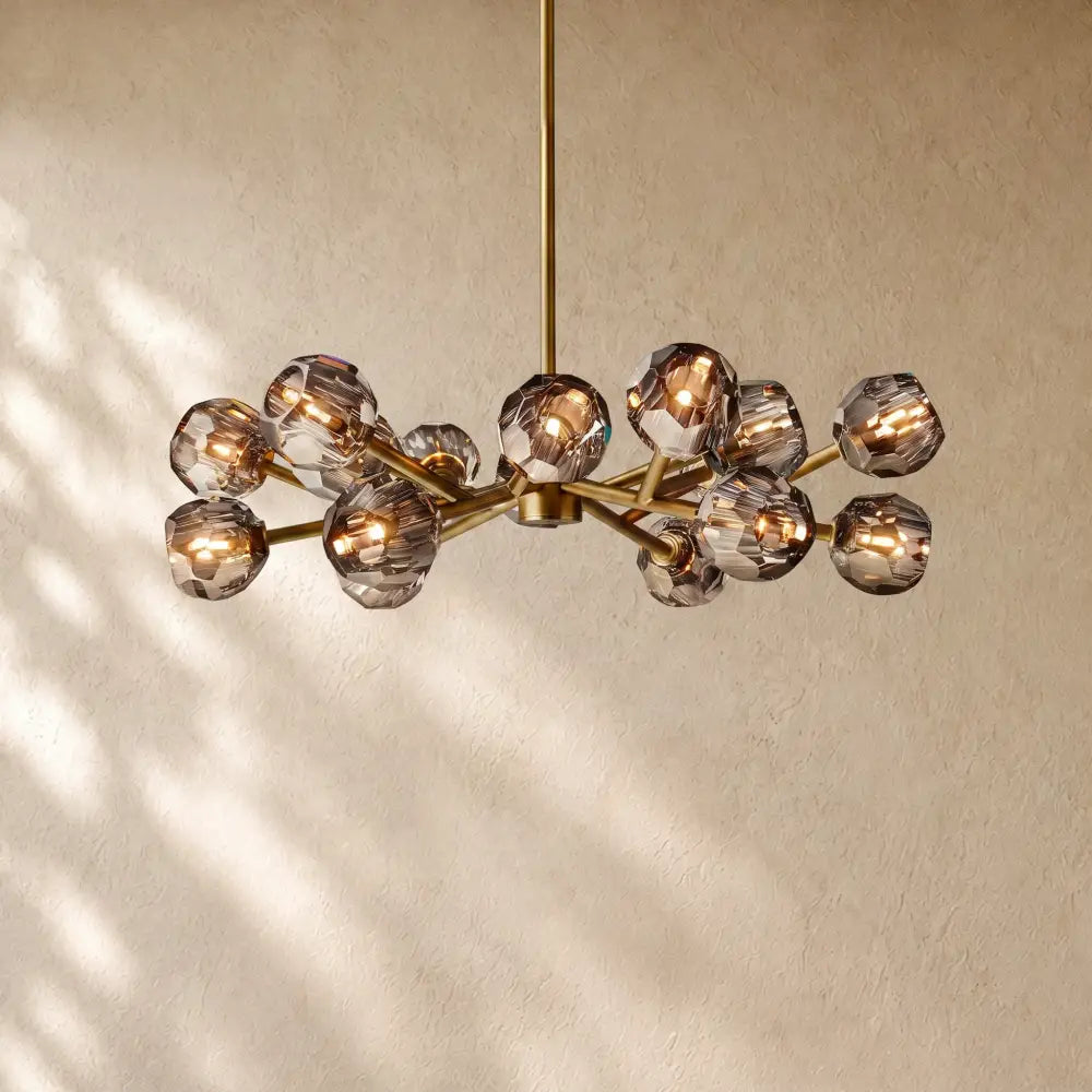 Boulee De Cristal Round Chandelier 24’’ 36’’ 48’’ 60’’ 72’’ - 36’’ / Smoke / Brass