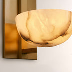 Briar Alabaster Bowl Wall Sconce with Brass Backplate - fovolighting