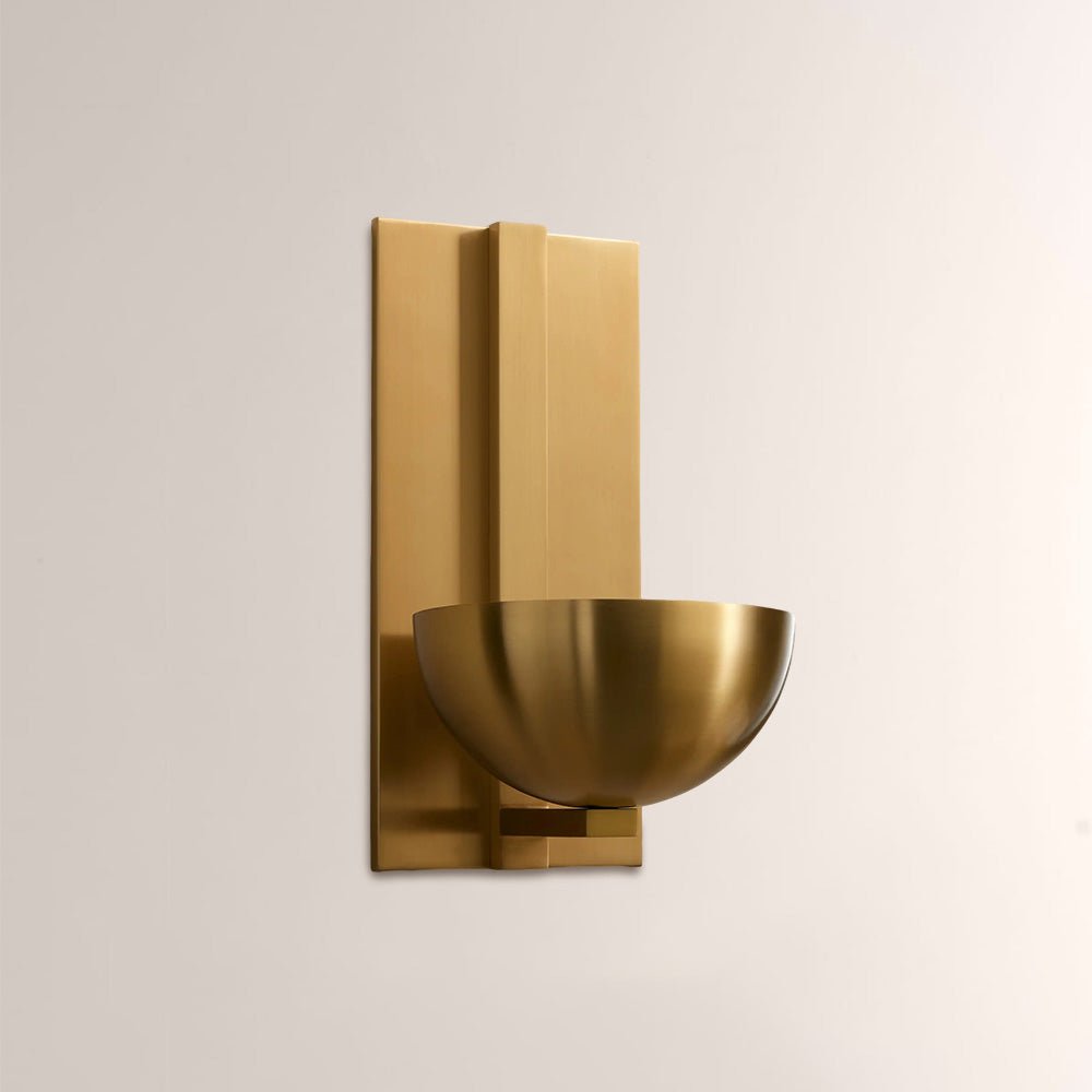 Briar Alabaster Bowl Wall Sconce with Brass Backplate - fovolighting