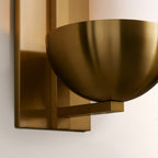 Briar Alabaster Bowl Wall Sconce with Brass Backplate - fovolighting