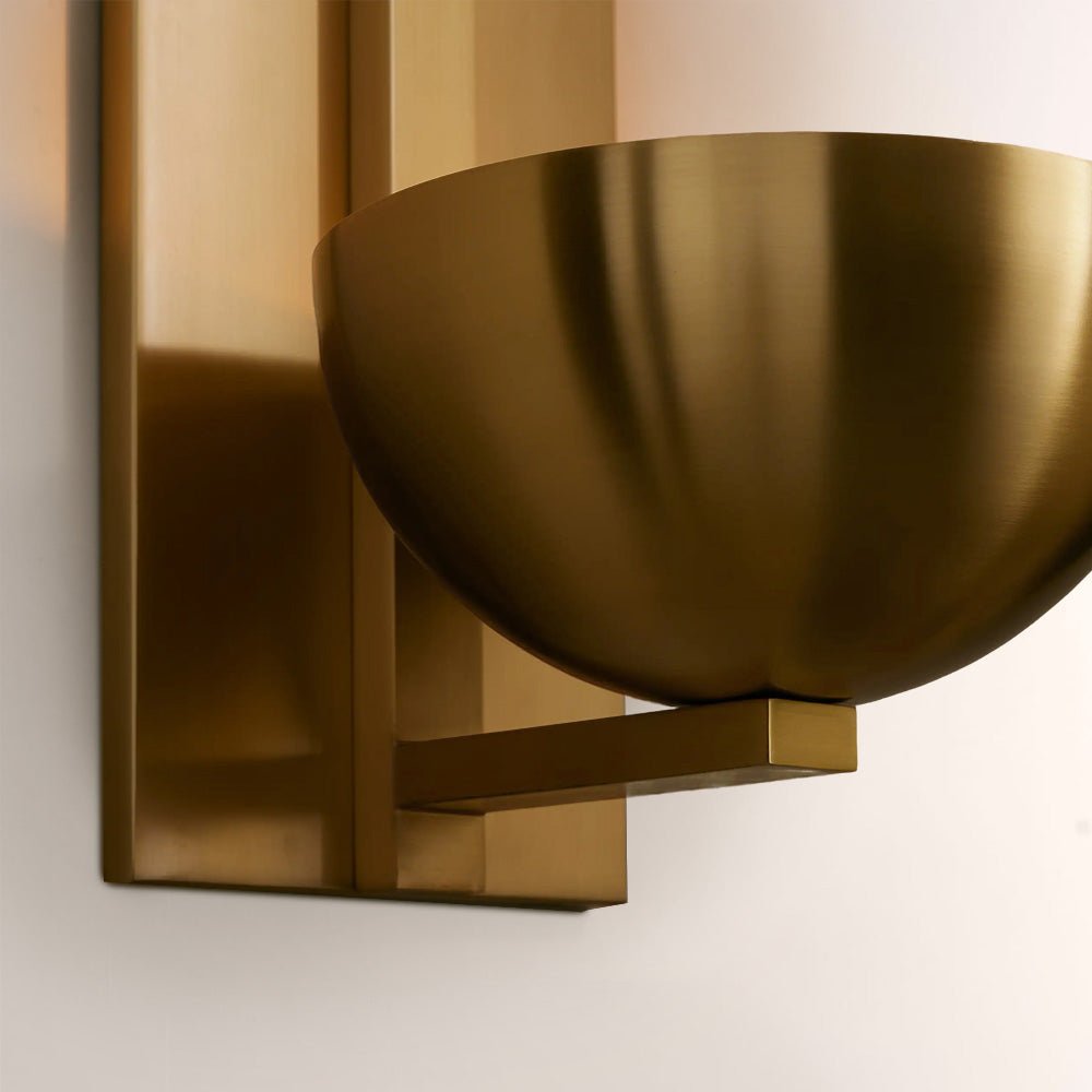 Briar Alabaster Bowl Wall Sconce with Brass Backplate - fovolighting