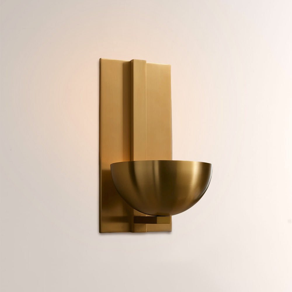 Briar Alabaster Bowl Wall Sconce with Brass Backplate - fovolighting