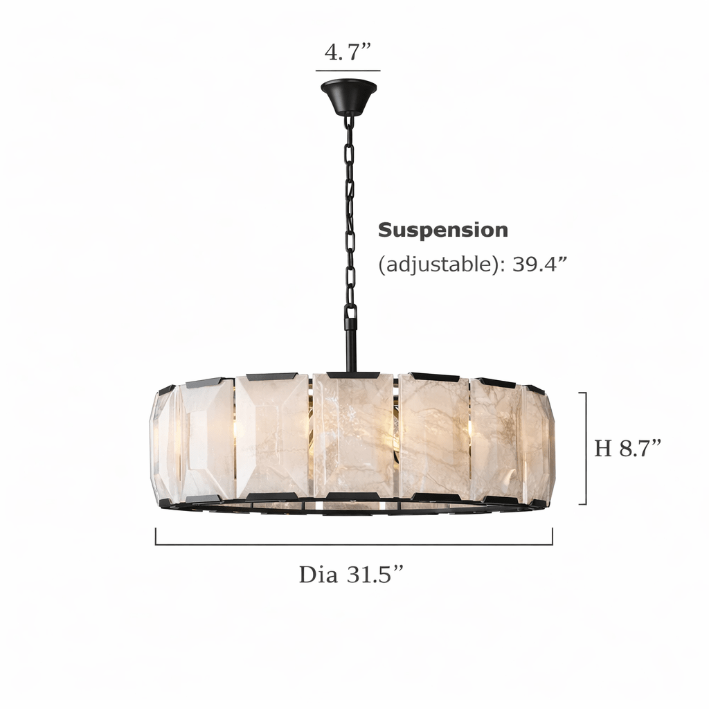Brookhill Calcite Round Chandelier 31" - fovolighting