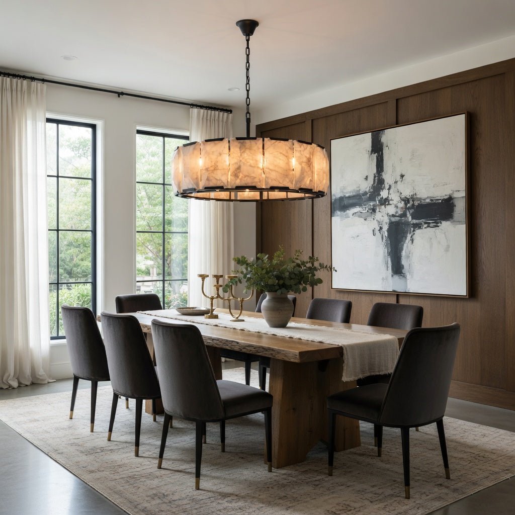 Brookhill Calcite Round Chandelier 31" - fovolighting