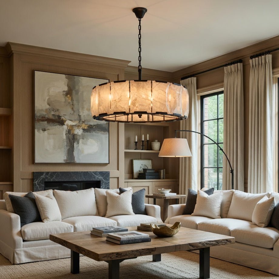 Brookhill Calcite Round Chandelier 31" - fovolighting