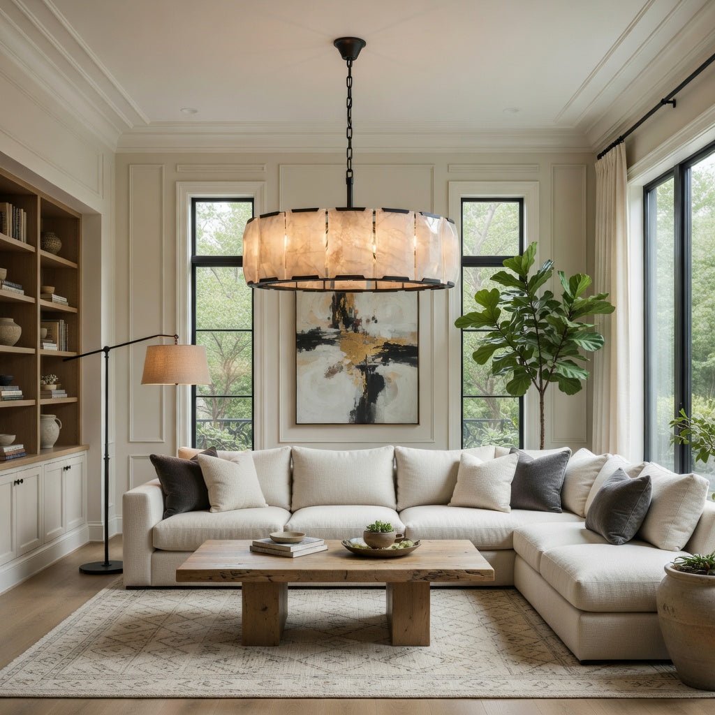 Brookhill Calcite Round Chandelier 31" - fovolighting