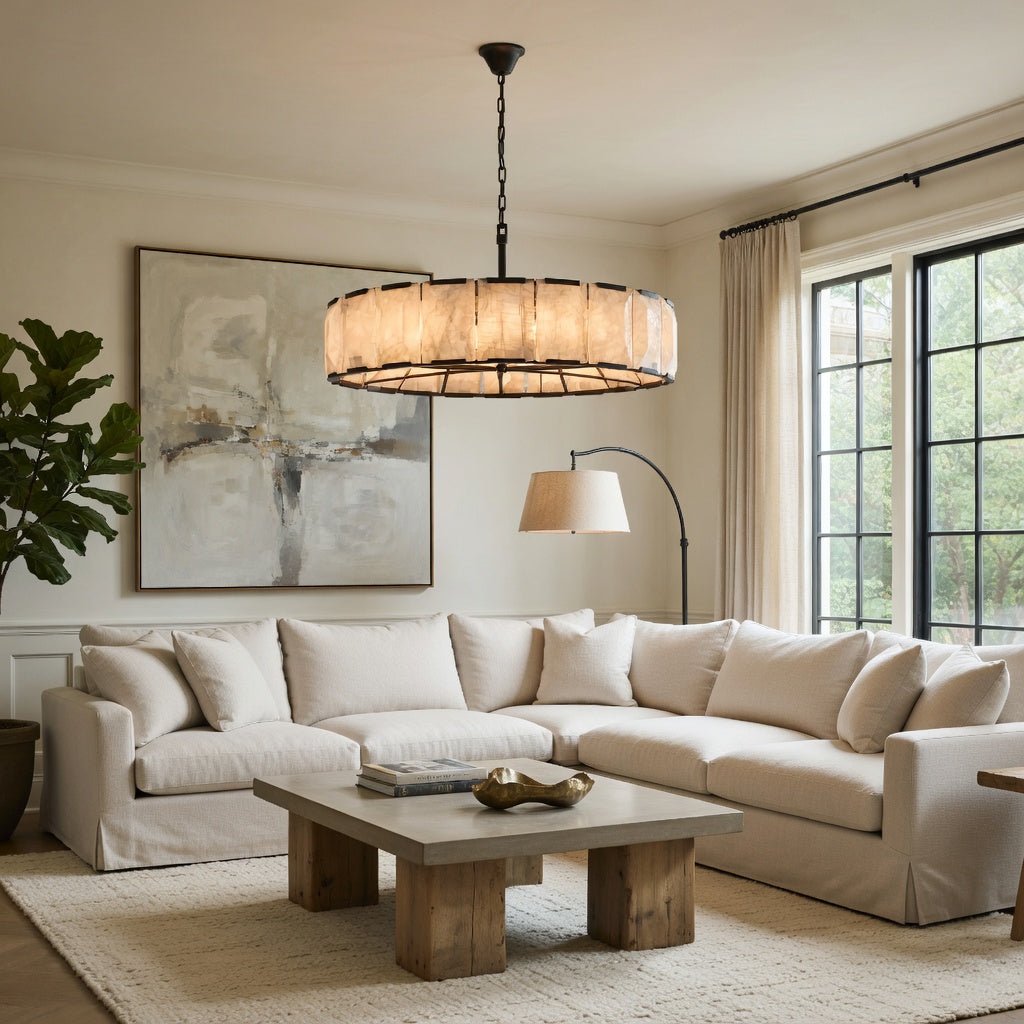 Brookhill Calcite Round Chandelier 43" - fovolighting