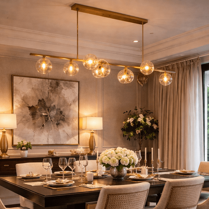 Bubble Clear Glass Linear Chandelier 61'' 79''for Dining room - fovolighting