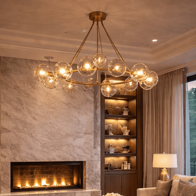Bubble Clear Glass Round Chandelier 36'' 48'' 60'' 72'' 84''for Living room - fovolighting
