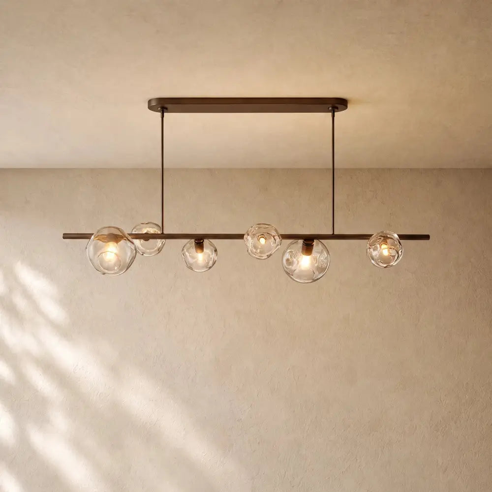 Bubble Glass Linear Chandelier - Bronze / 78’’ / Clear