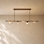 Bubble Glass Linear Chandelier - Bronze / 78’’ / Clear