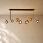 Bubble Glass Linear Chandelier - Bronze / 78’’ / Smoke
