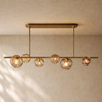 Bubble Glass Linear Chandelier - Lacquered Burnished Brass / 60’’ / Smoke