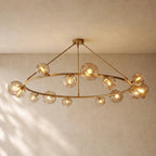 Bubble Glass Round Chandelier - 72’’ / Lacquered Burnished Brass / Smoke