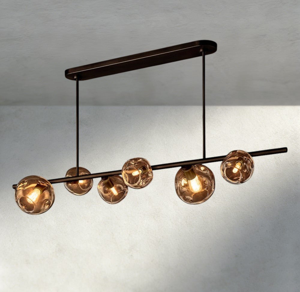 Bubble Smoke Glass Linear Chandelier - fovolighting