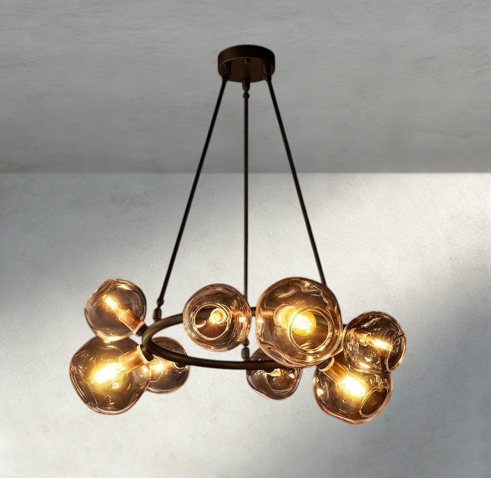 Bubble Smoke Glass Round Chandelier - fovolighting