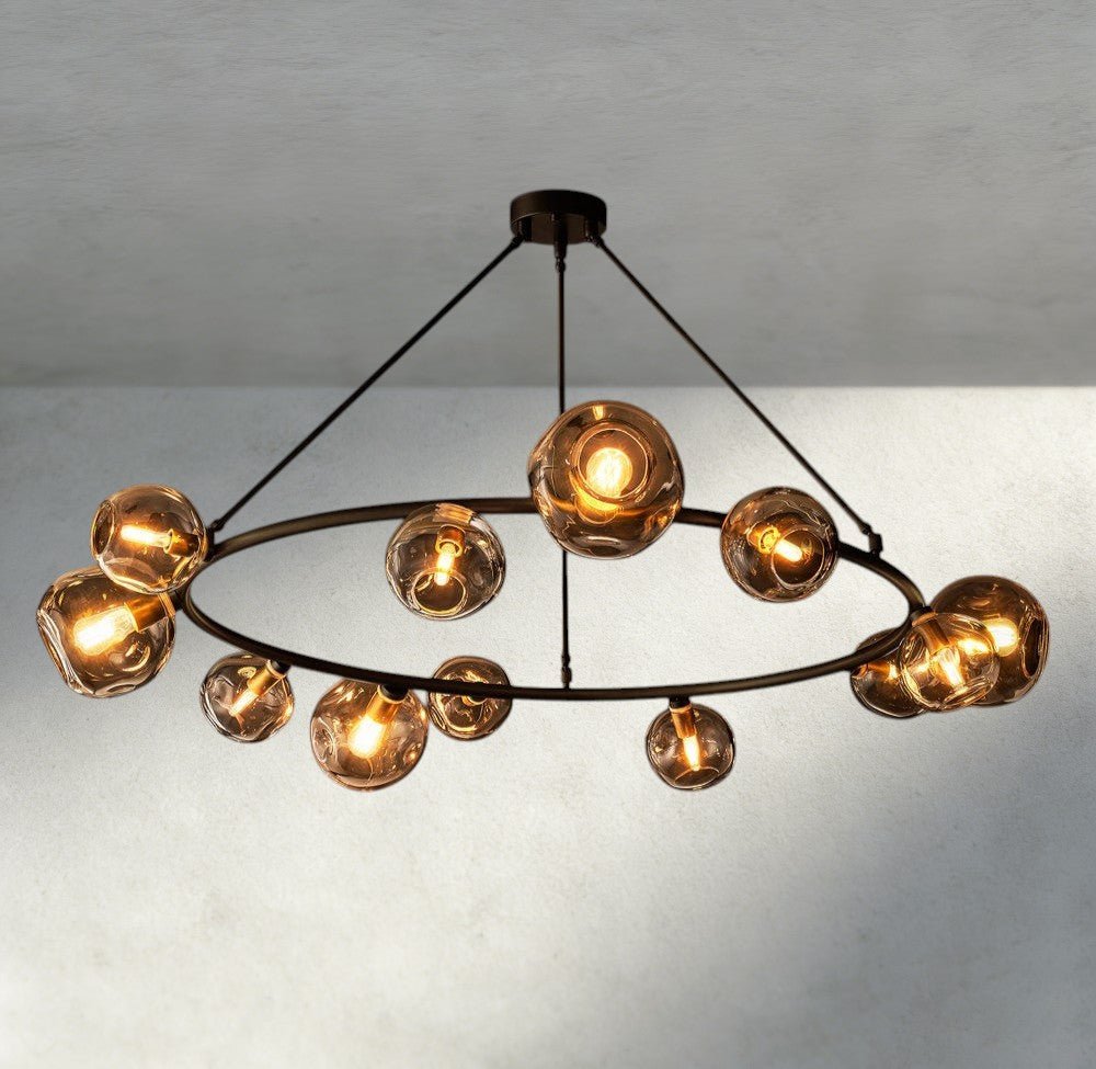 Bubble Smoke Glass Round Chandelier - fovolighting