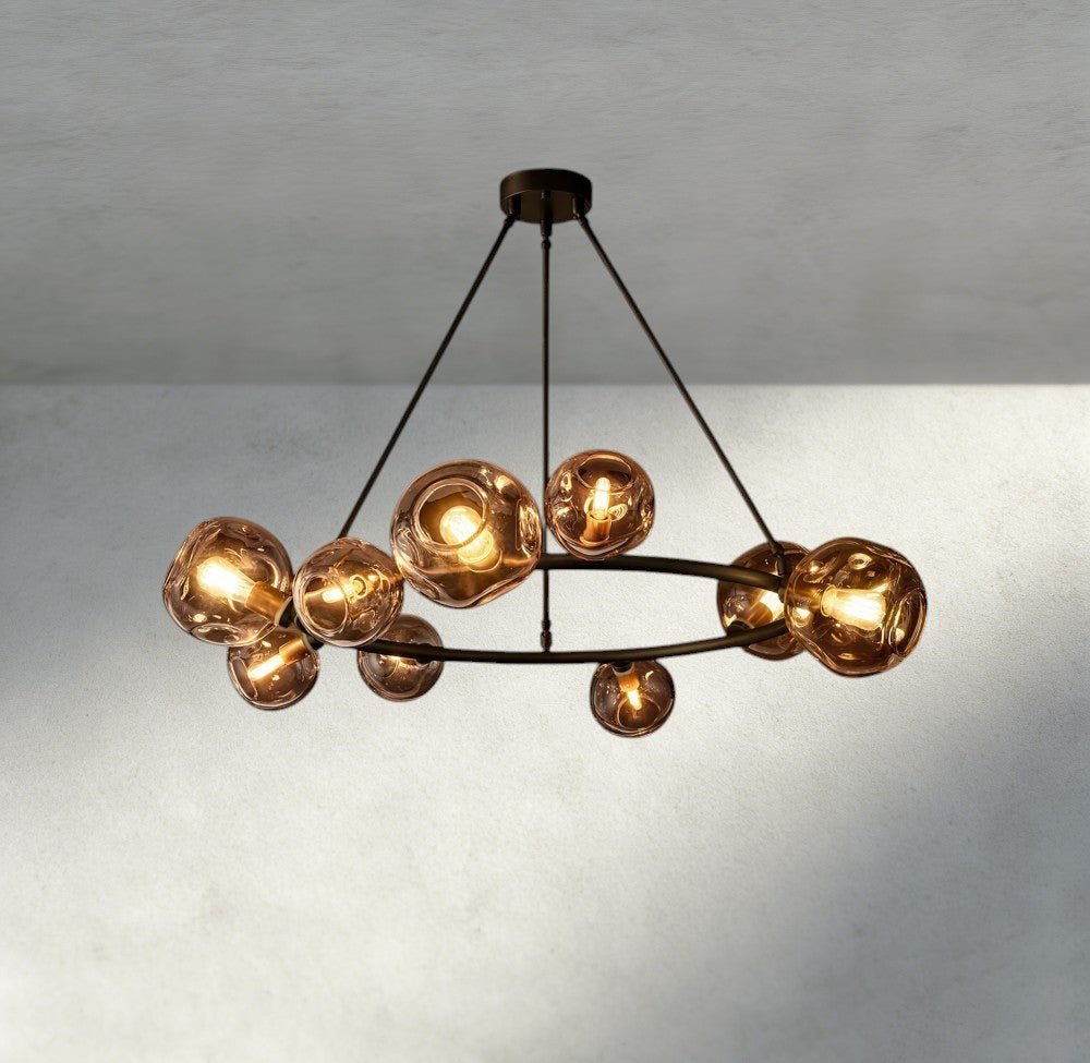 Bubble Smoke Glass Round Chandelier - fovolighting
