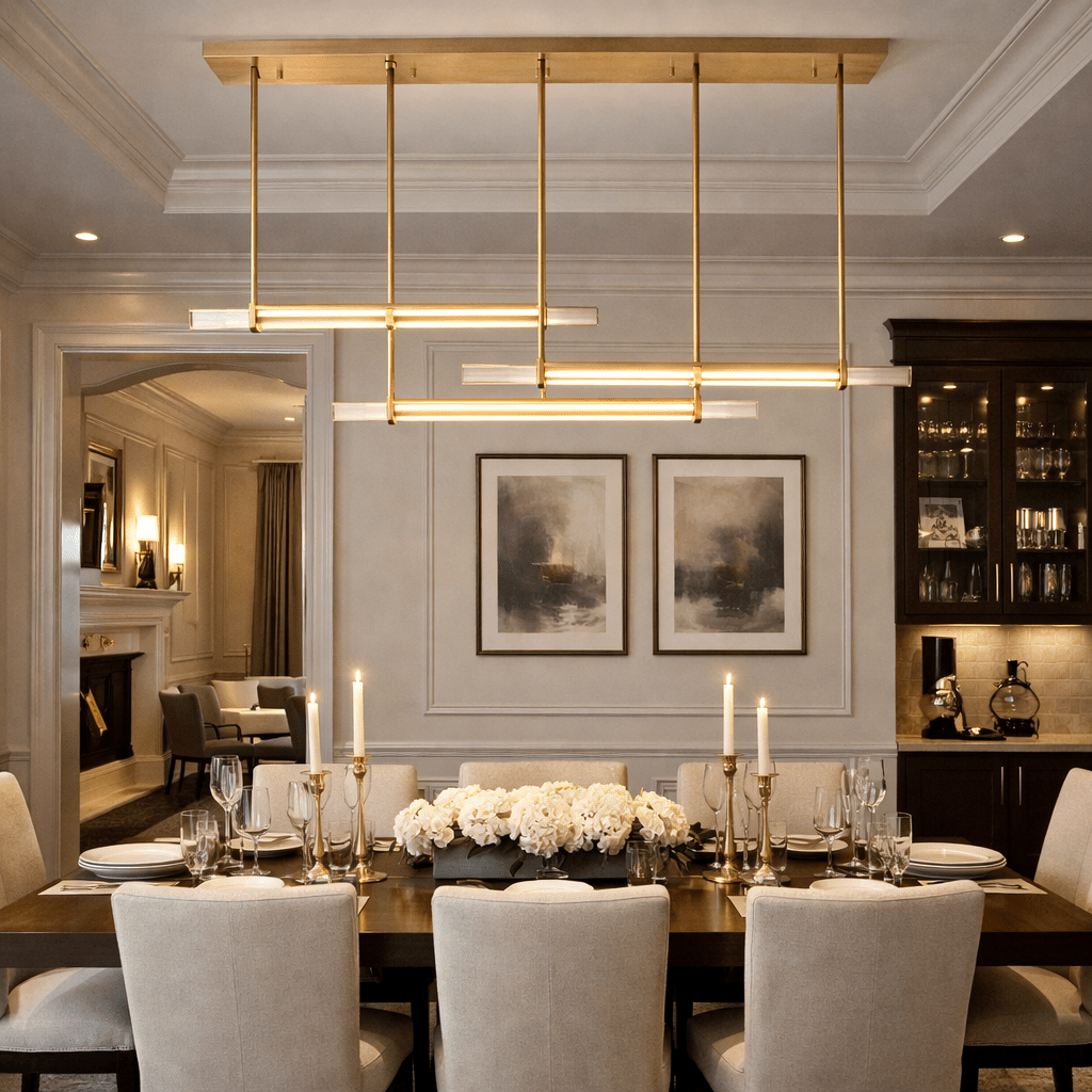 Budubon Crystal Triple Bar Linear Chandelier - fovolighting