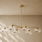 Cabrety Clear Glass Mobile Linear Chandelier - Natural Brass / 72’’