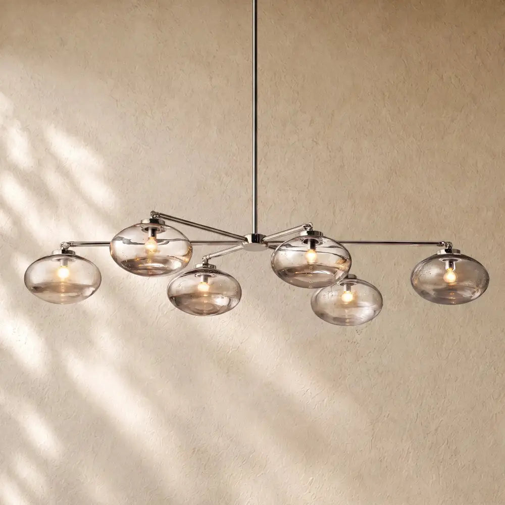 Cabrety Clear Glass Mobile Linear Chandelier - Polished Nickel / 60’’
