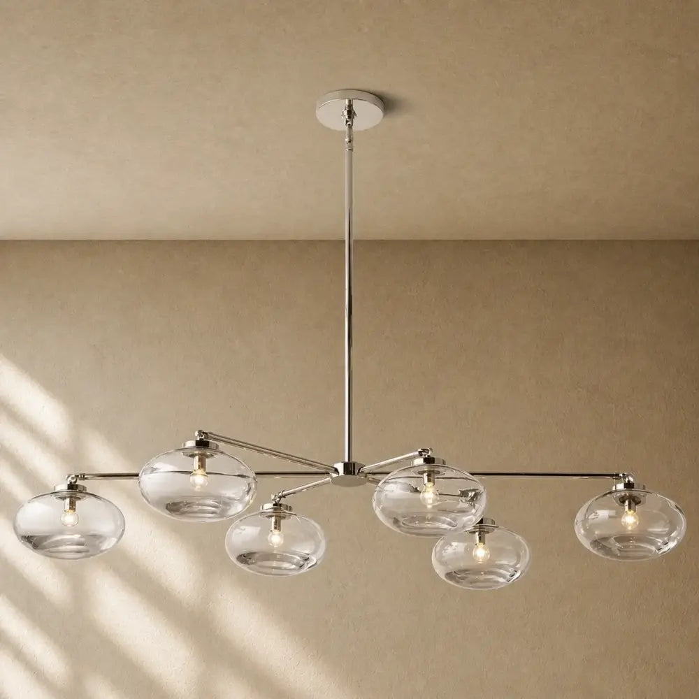 Cabrety Clear Glass Mobile Linear Chandelier - Polished Nickel / 72’’