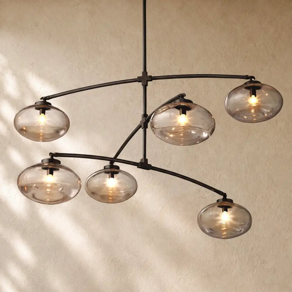 Cabrety Glass Mobile Round Chandelier - Bronze / 48’’