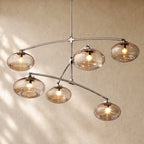 Cabrety Glass Mobile Round Chandelier - Polished Nickel / 48’’