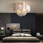 Cadena Chain Tassel Flush Mount Chandelier - fovolighting