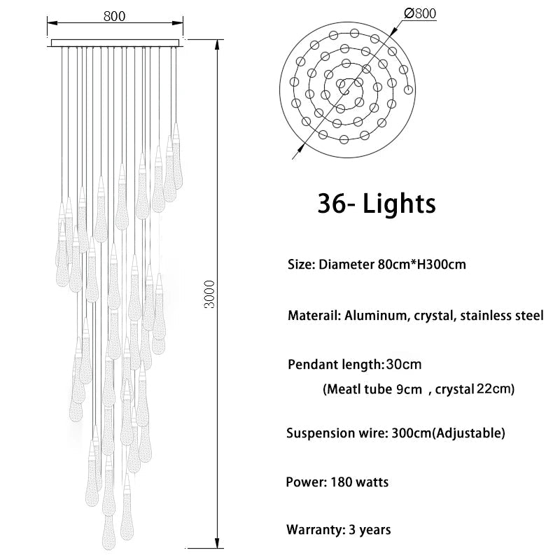 Cadere Modern Staircase Chandelier - fovolighting