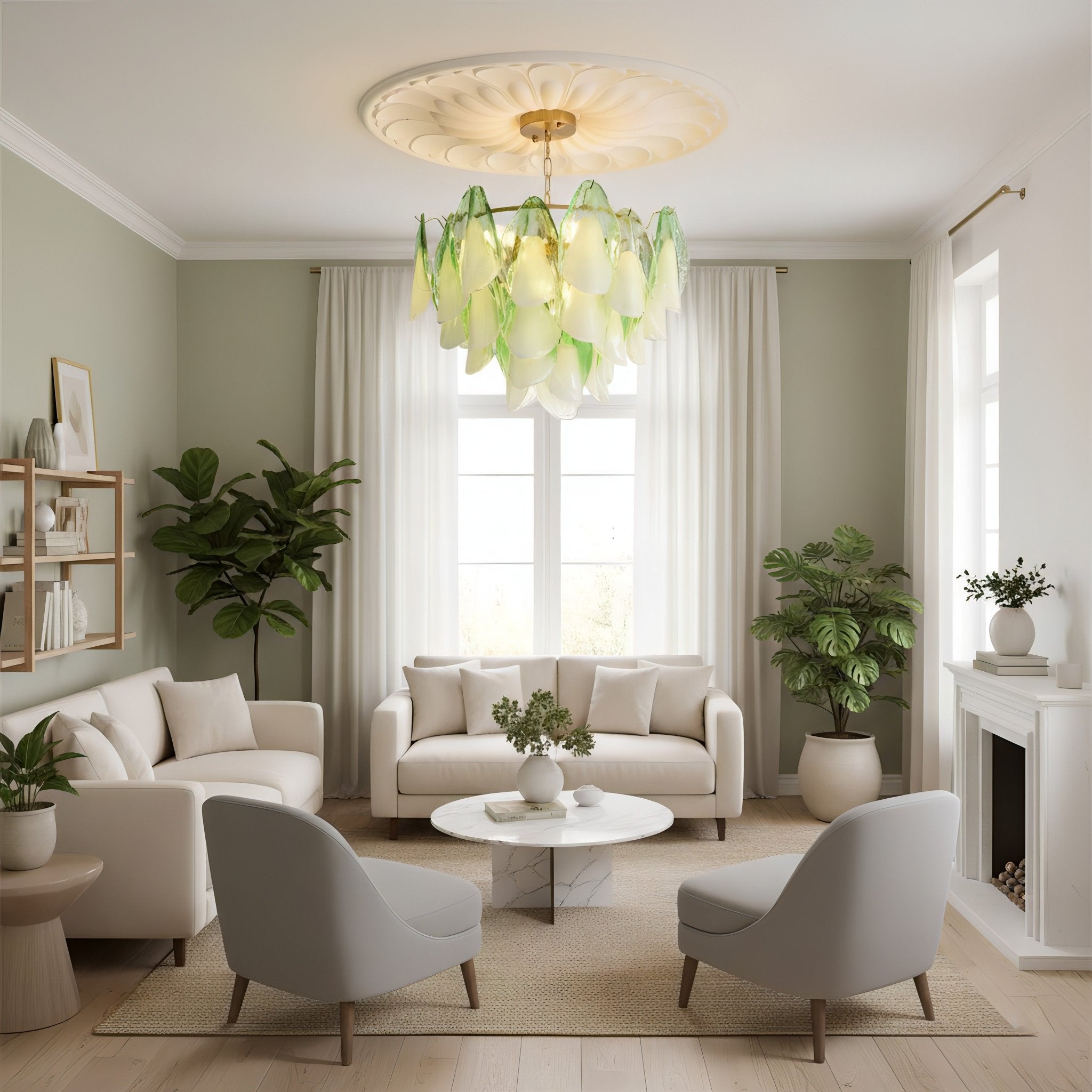 Caia Murano Glass Chandelier for Living Room - fovolighting