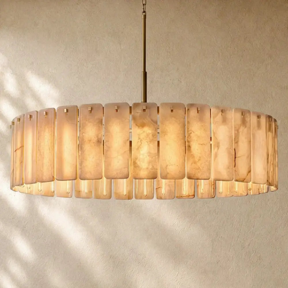 Calametta Onyx Round Chandelier - Lacquered Burnished Brass / 60’’
