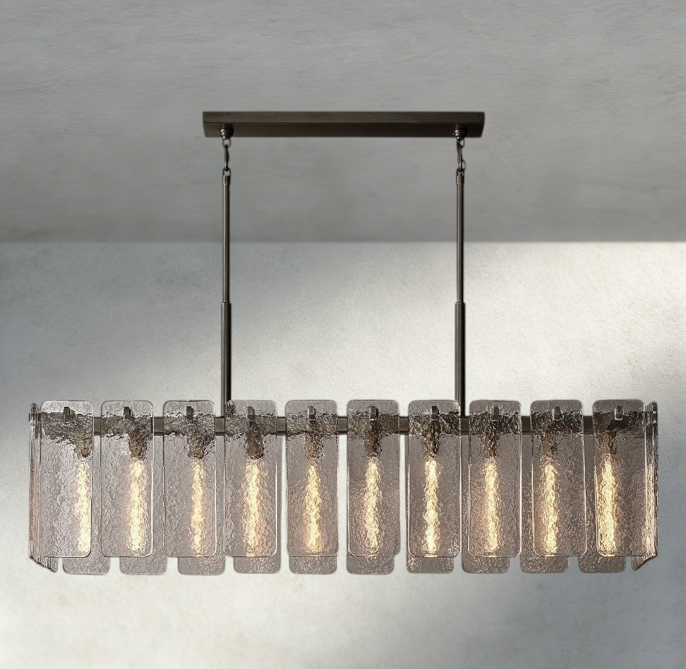Celamotto Glass Rectangular Chandelier 60", 72" - fovolighting