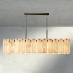 Celamotto Onyx Rectangular Alabaster Chandelier 60", 74" - fovolighting