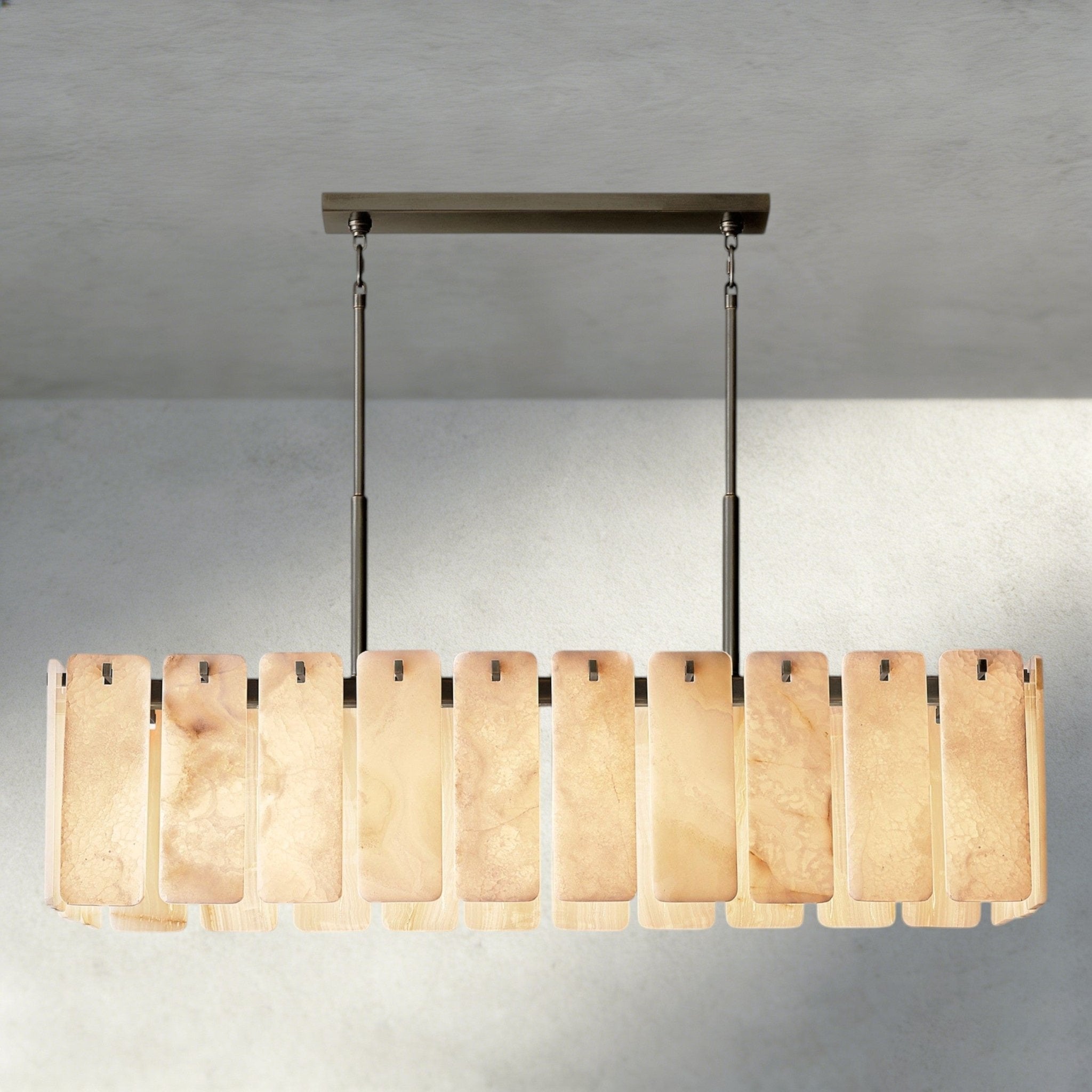 Celamotto Onyx Rectangular Alabaster Chandelier 60", 74" - fovolighting