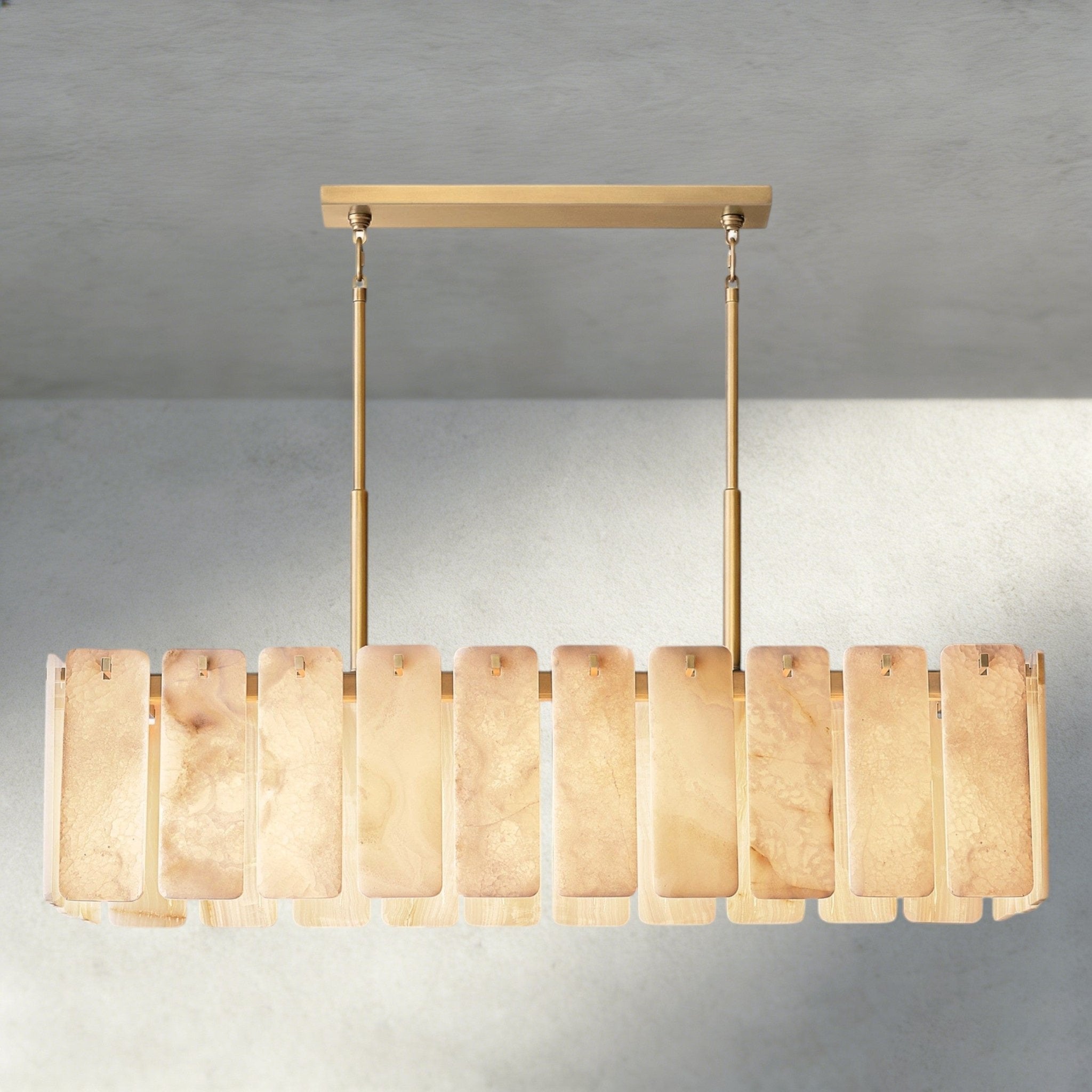 Celamotto Onyx Rectangular Alabaster Chandelier 60", 74" - fovolighting