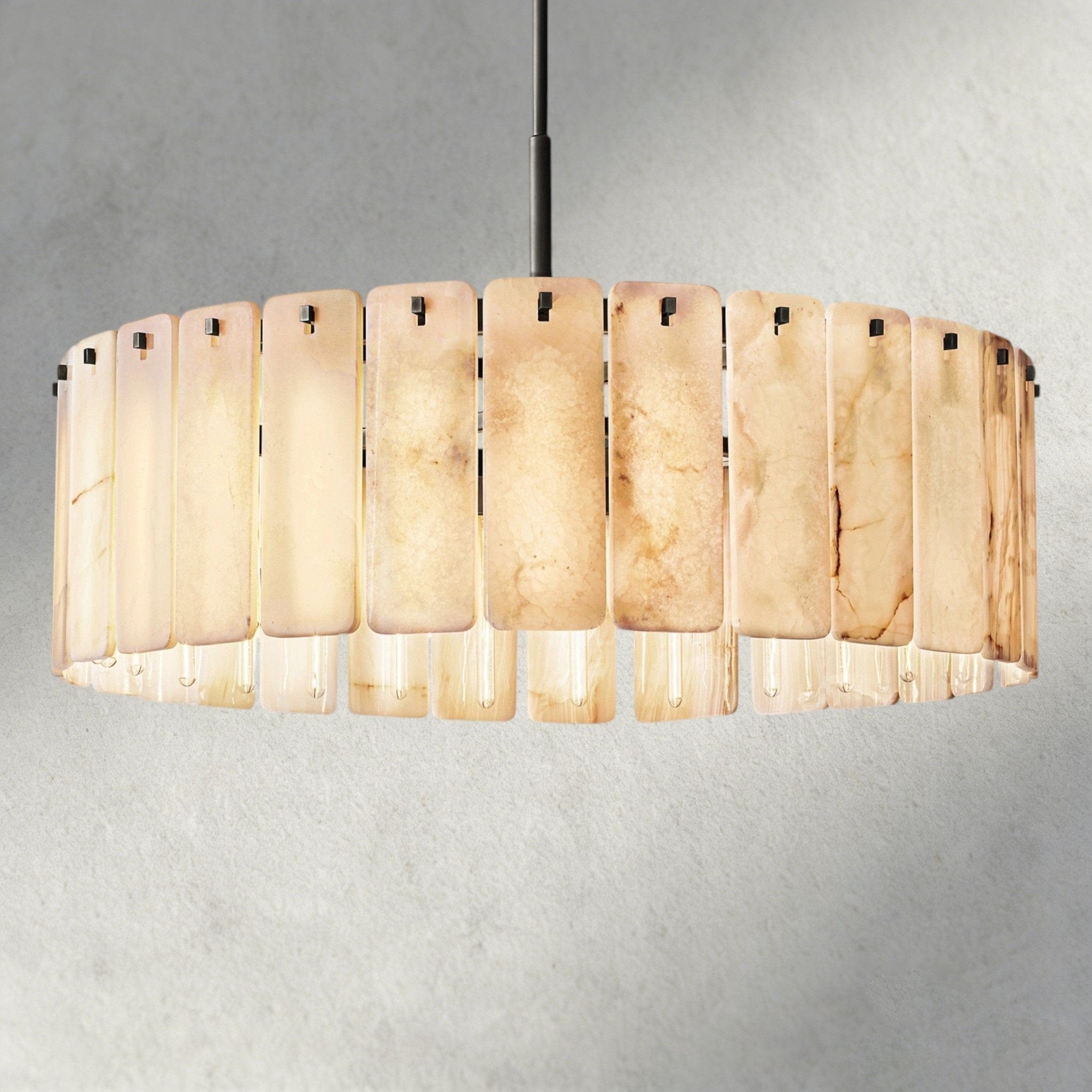 Celamotto Onyx Round Alabaster Chandelier 36". 48", 60" - fovolighting