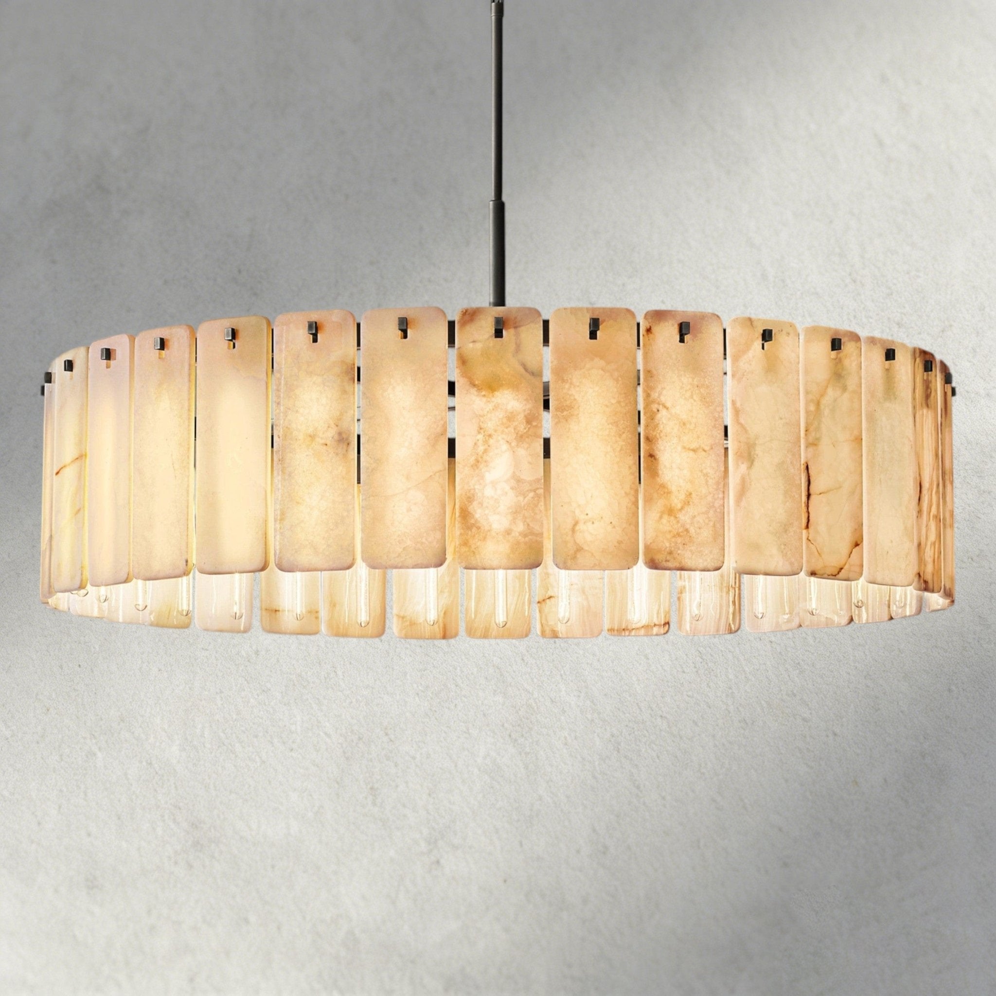Celamotto Onyx Round Alabaster Chandelier 36". 48", 60" - fovolighting