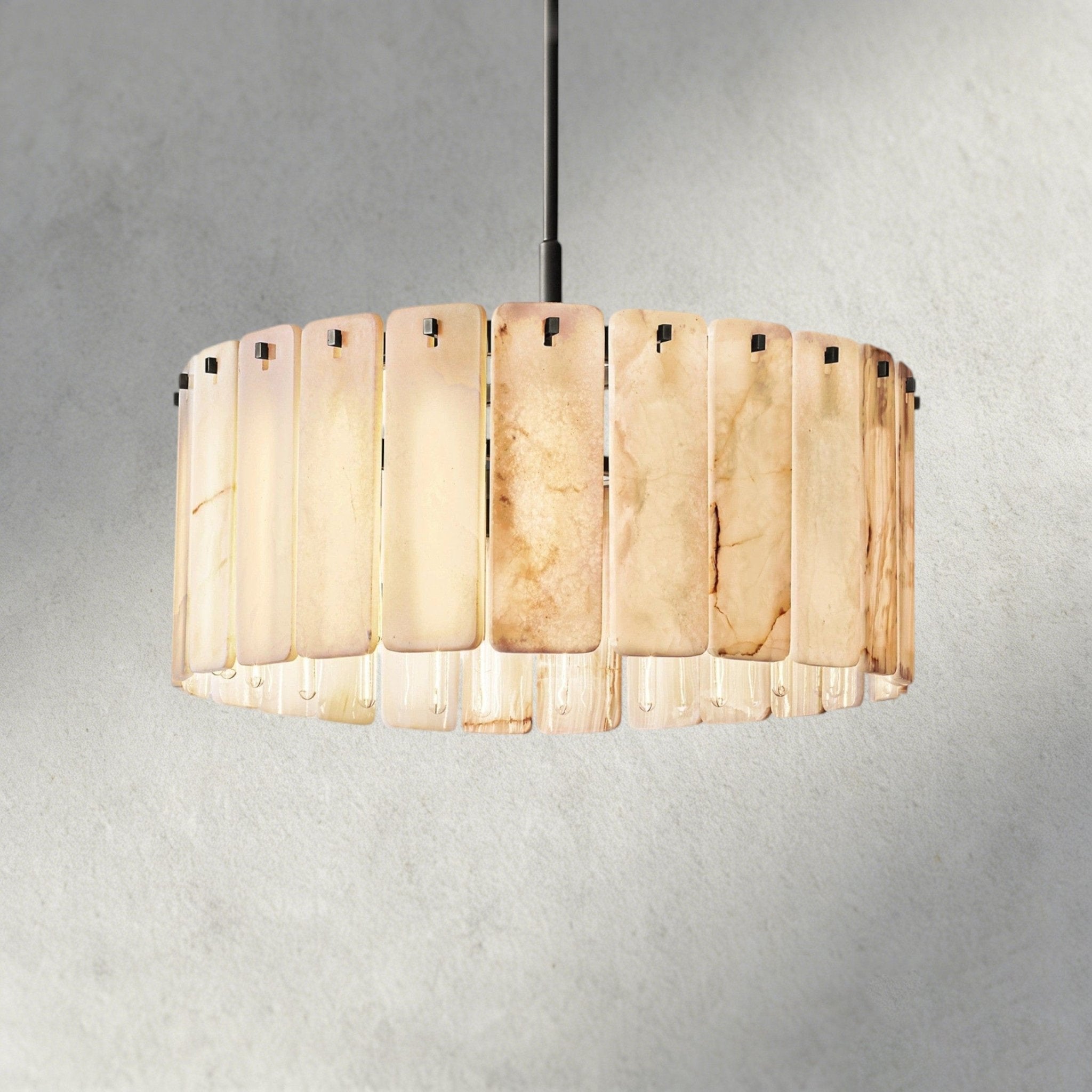 Celamotto Onyx Round Alabaster Chandelier 36". 48", 60" - fovolighting