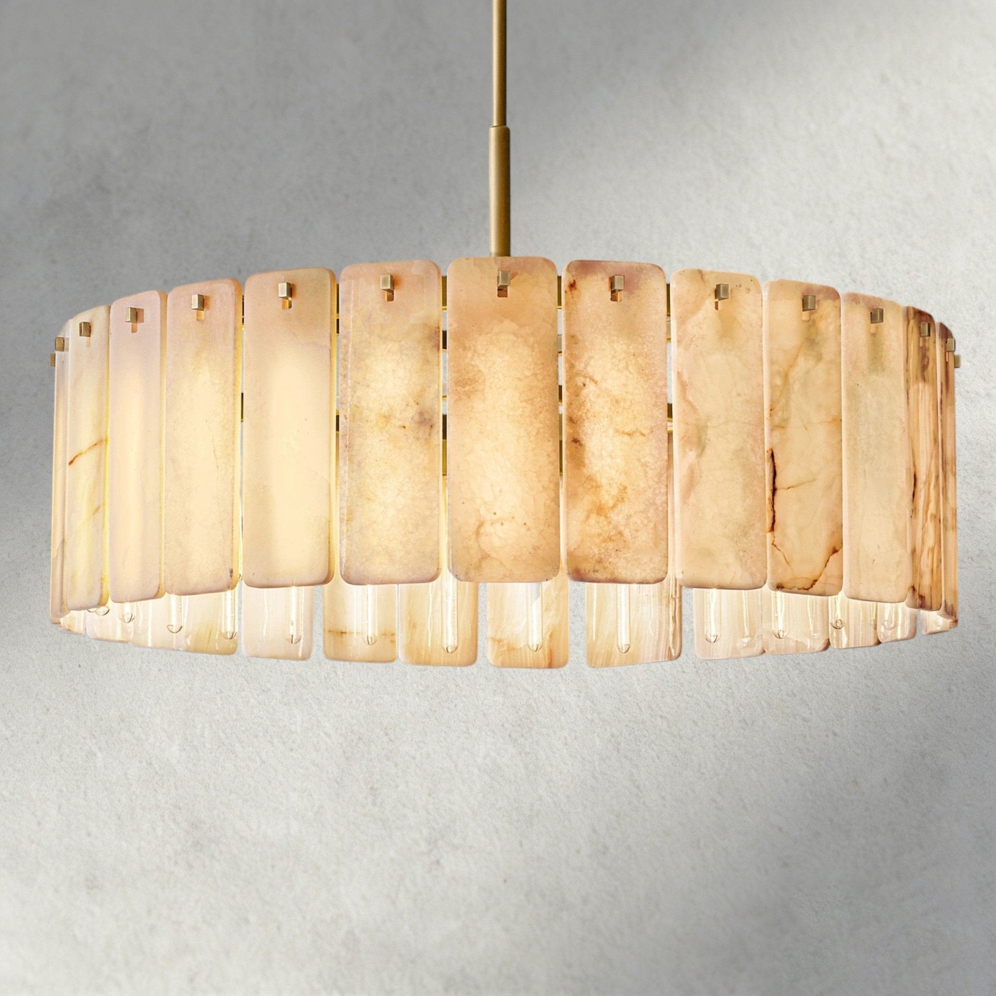 Celamotto Onyx Round Alabaster Chandelier 36". 48", 60" - fovolighting