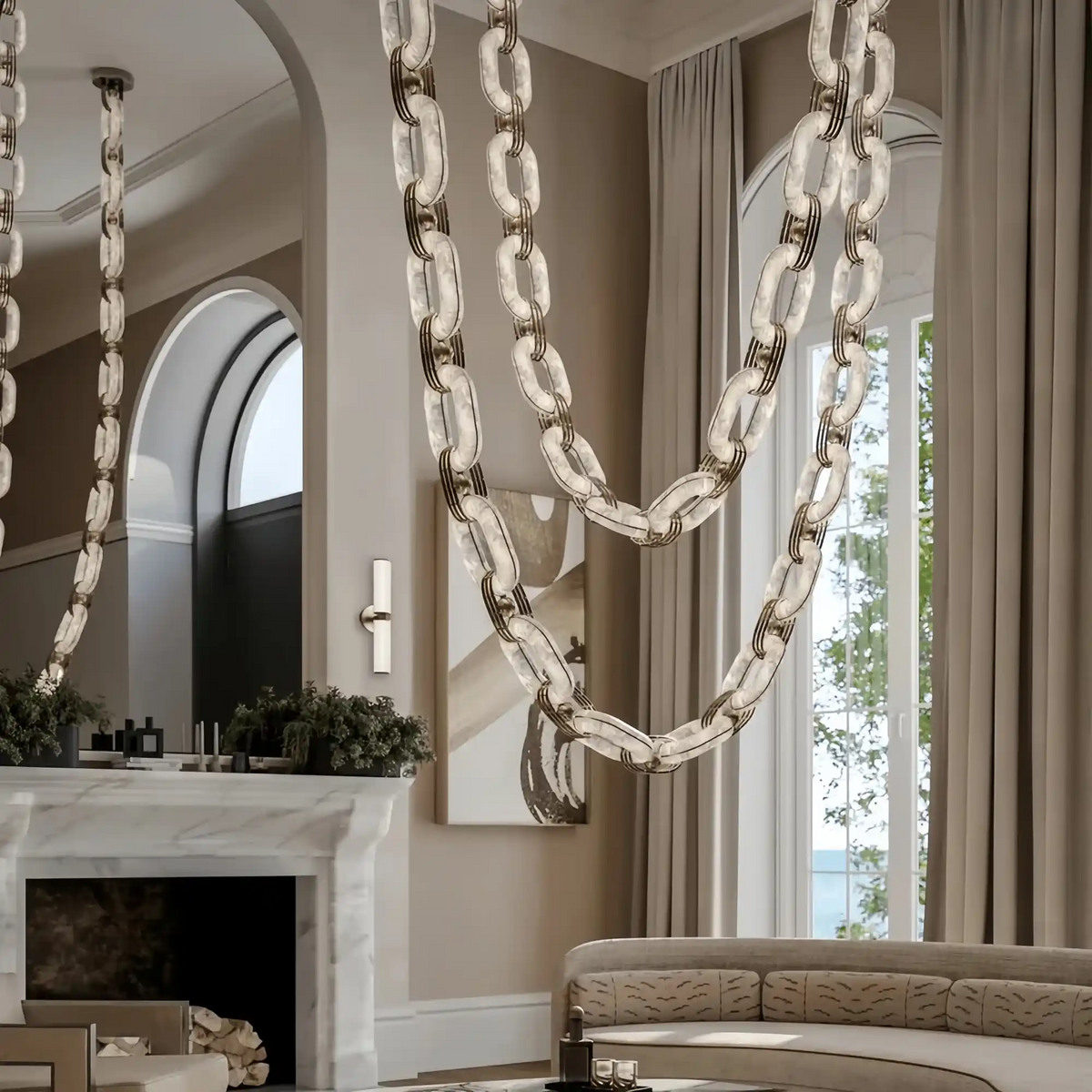 Chain Alabaster Link Chandelier